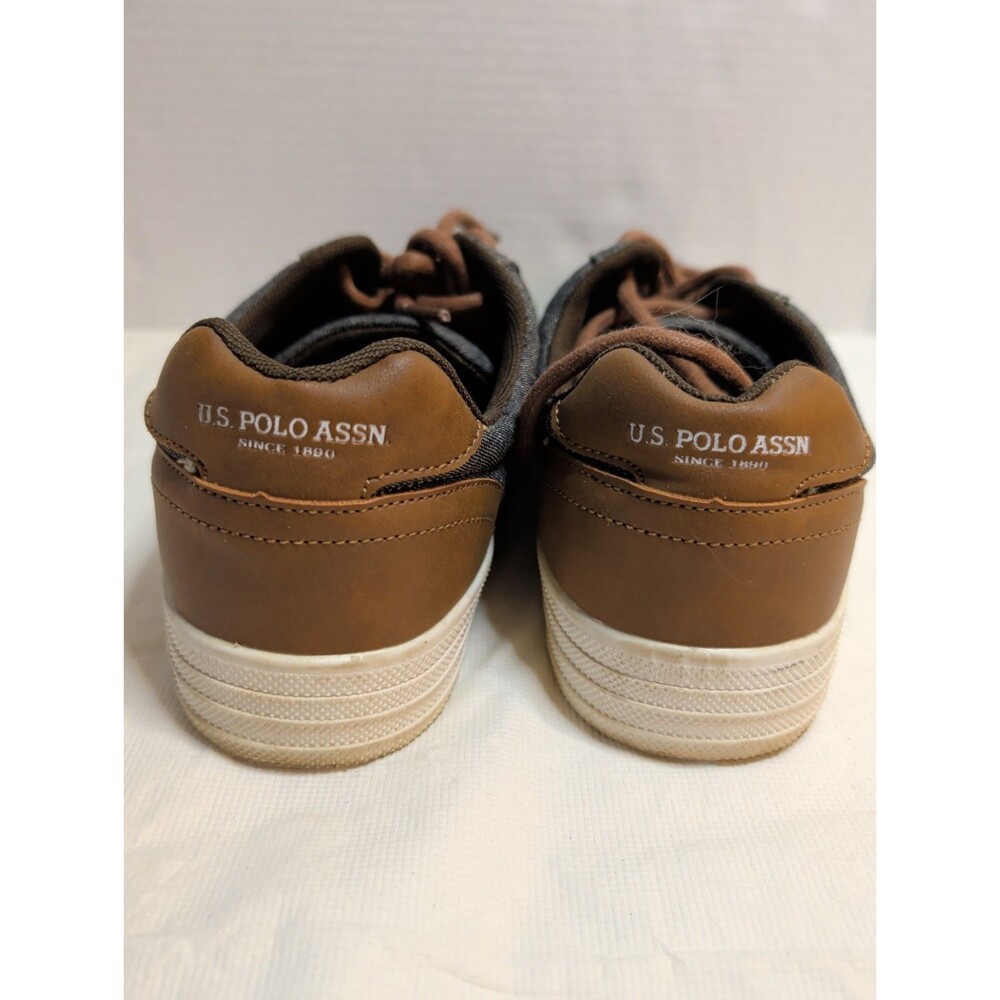 US Polo Assn Chambray Helm 7m Men’s Gray/Brown Textile Low Top Lace-Up Casual - Picture 4 of 5